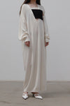 SWAYING/KNIT deconstructed v-neck dress (with corset) SW212LS09 white PS31